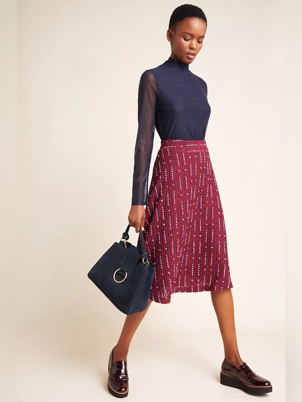 Maeve by Anthropologie Anisa Textured midi skirt NWT Size XS